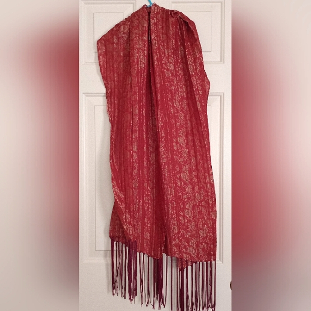 COPY - Women's Satin Sparkle Scarf, Color Red